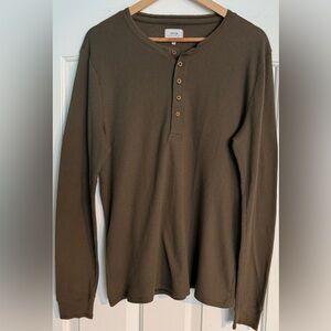 Joe’s Jeans Collection Ribbed Henley Shirt Olive Ivy Vine M Peru